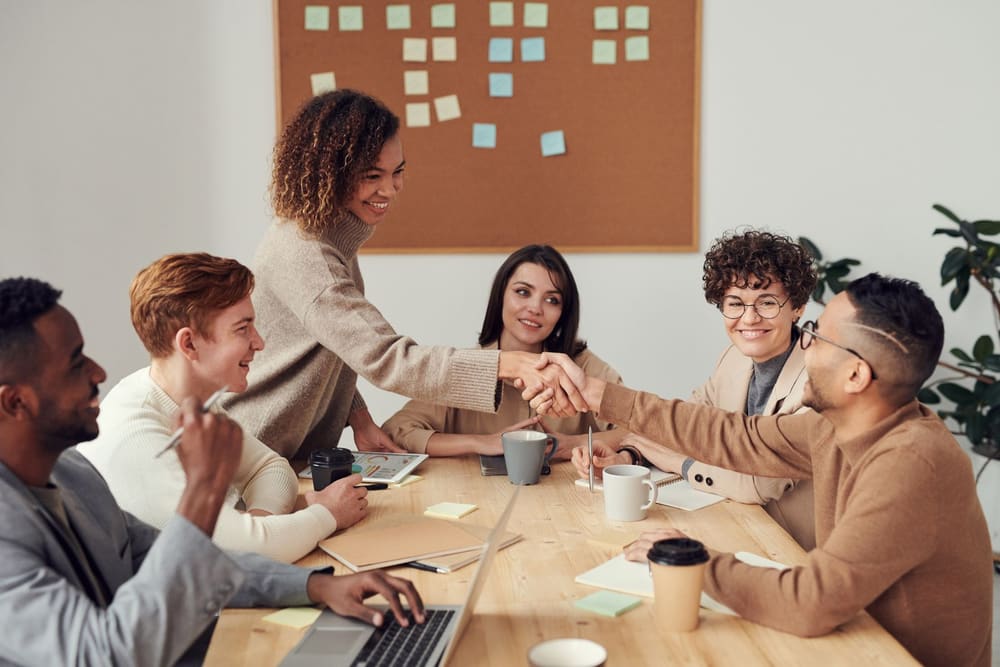 People working together around a table