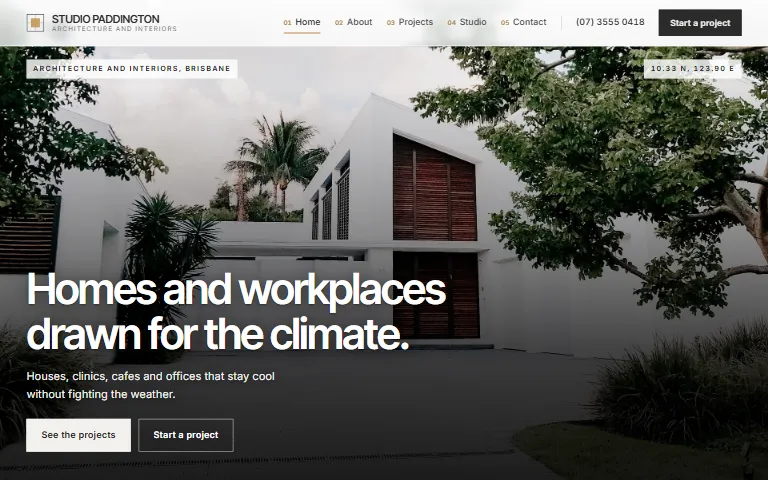 A starting website design for a architecture studio