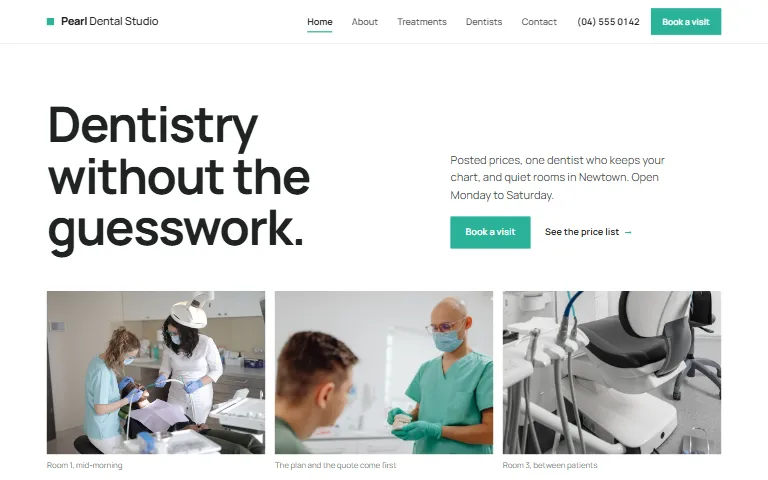 A starting website design for a dental clinic