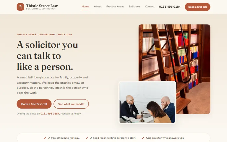 A starting website design for a law firm