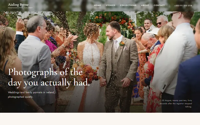 A starting website design for a photography business