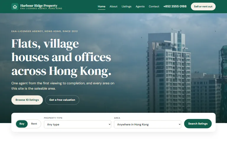 A starting website design for a real estate agency